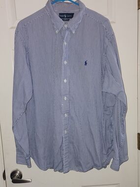 Ralph Lauren Blue & White Pinstripe Button-Down Shirt - Men's